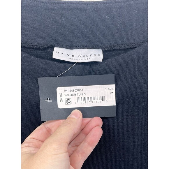 Bryan Walker Women’s 2X Wilder Dolman Elbow Sleeve Tunic Top Black Lagenlook - Picture 6 of 9